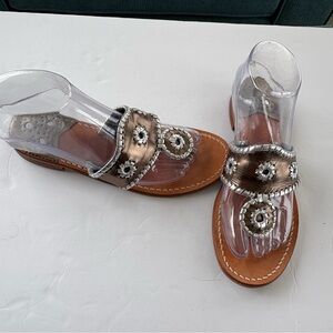 Jack Rogers Hamptons Palm Beach Sandals Metallic Size 7 M - Great condition